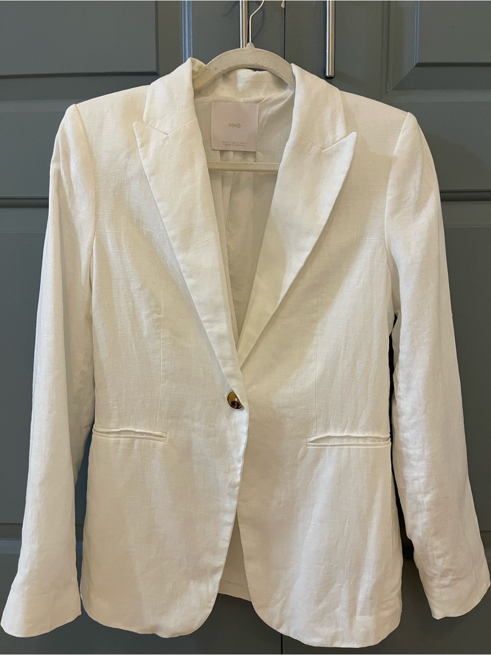 Mango White 100% Linen Tailored Blazer